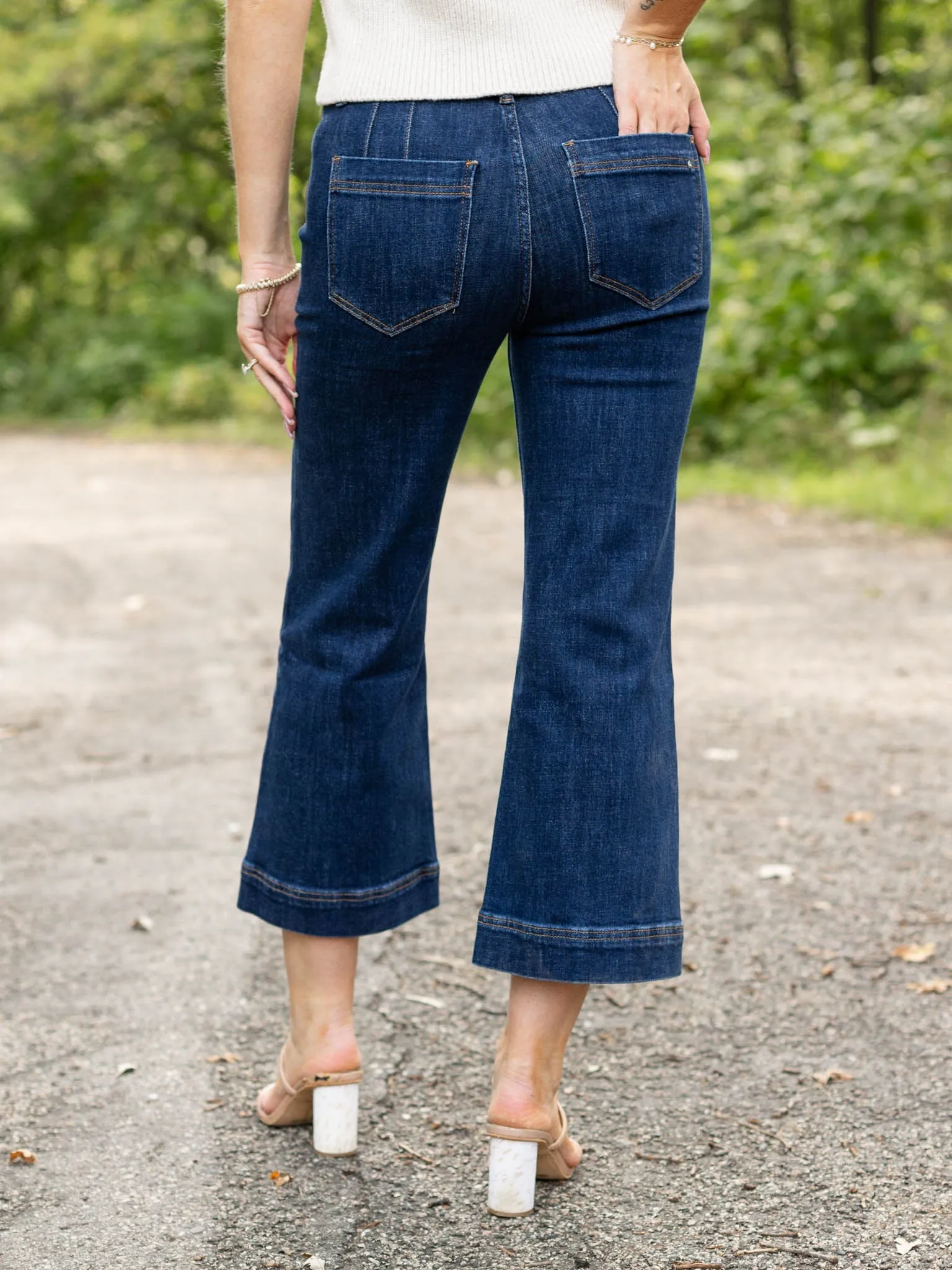 MICA French Navy Super High Rise Wide Leg Crop